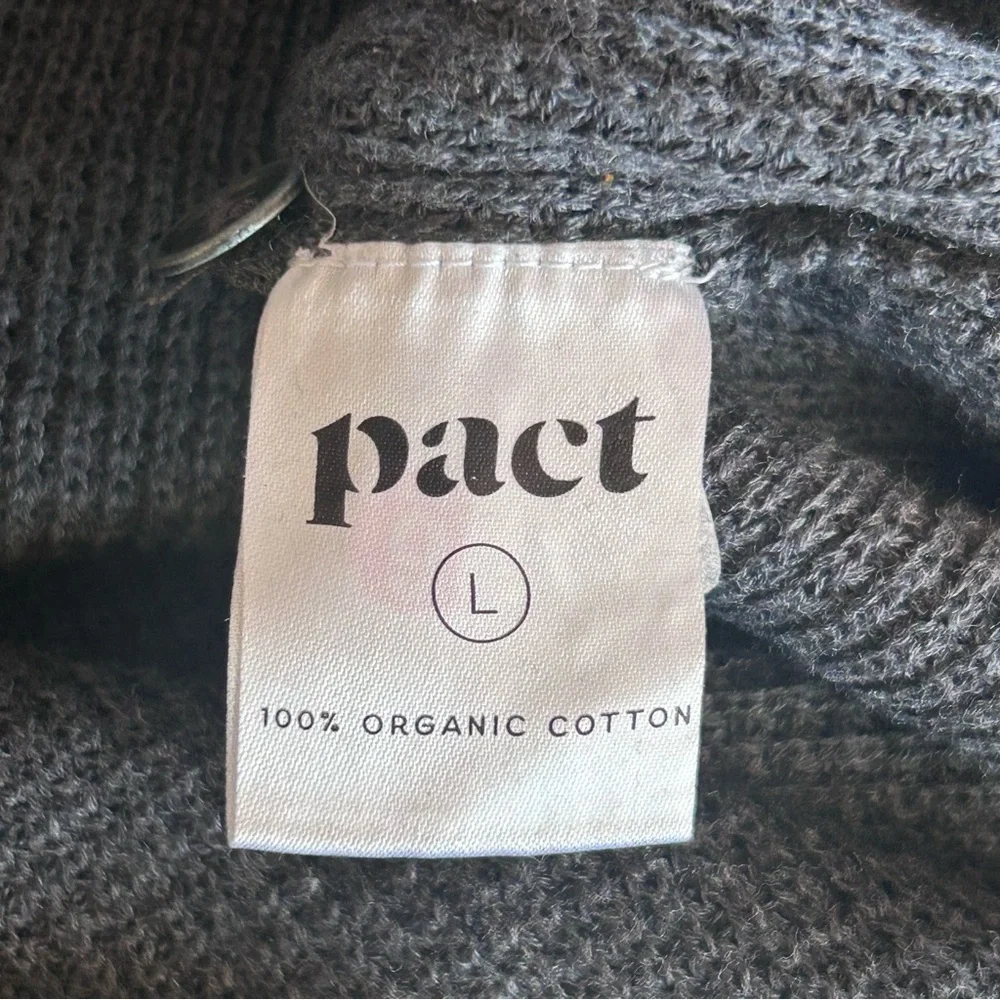 Pact Men’s Thermal Waffle Henley Sweater Charcoal Size L Organic Cotton